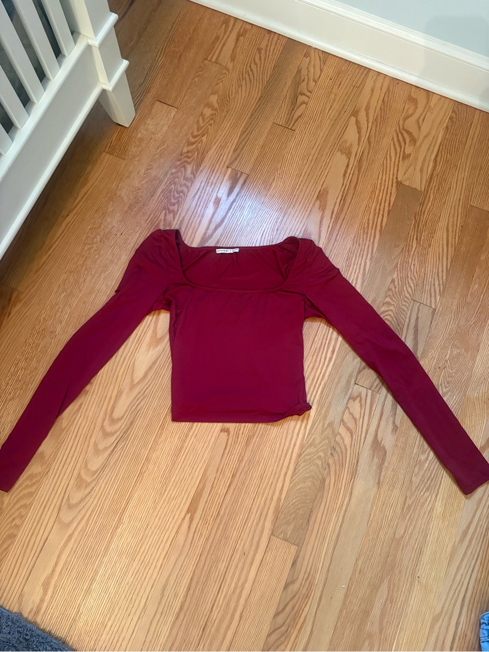 Lucy in the Sky Long Sleeve Square Neck Top Maroon